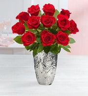 Festive Red Roses, One Dozen