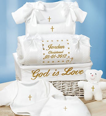 Personalized Baby Christening Gift Basket