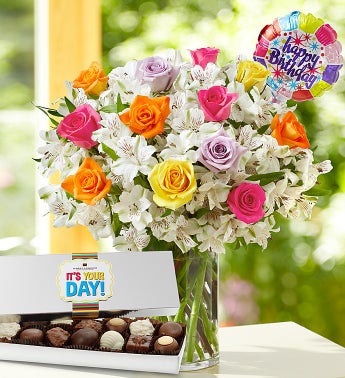 Birthday Rose & Peruvian Lily Bouquet