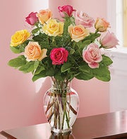 Twelve Assorted Long Stem Roses