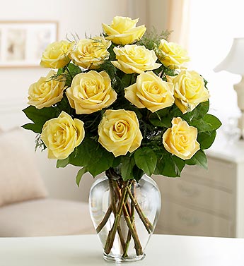 Twelve Yellow Long Stem Roses