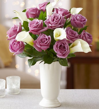 Purple Rose & White Calla for Sympathy