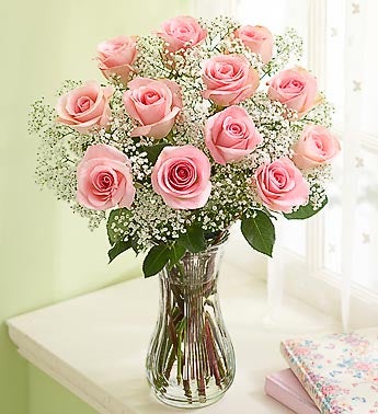 12 long stem pink roses