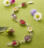Fresh Garden Flower Oval Link Bracelet