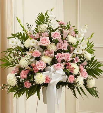 Heartfelt Sympathies Standing Basket-Pink & White