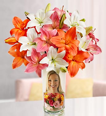 Personalized Vase with Summer Lilies