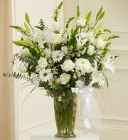 Large White Sympathy Vase Arrangement
