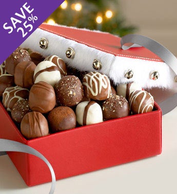 A box of truffle assortments by Fannie May
