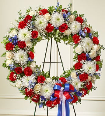 Serene Blessing Standing Wreath-Red/White/Blue